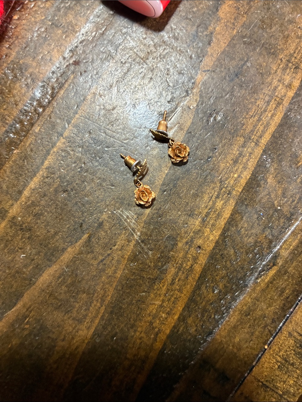 Unbranded Men's Gold Rose Drop Stud Earrings